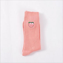 Load image into Gallery viewer, Cute Cartoon Fruit Print Avocado Banana Cherry Peach Girls Kawaii Socks meias Korean Harajuku Embroidery Pile Heap Funny Socks