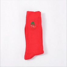 Load image into Gallery viewer, Cute Cartoon Fruit Print Avocado Banana Cherry Peach Girls Kawaii Socks meias Korean Harajuku Embroidery Pile Heap Funny Socks