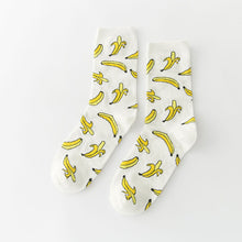 Load image into Gallery viewer, Cute Cartoon Fruit Print Avocado Banana Cherry Peach Girls Kawaii Socks meias Korean Harajuku Embroidery Pile Heap Funny Socks