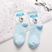 Load image into Gallery viewer, Cute Cartoon Fruit Print Avocado Banana Cherry Peach Girls Kawaii Socks meias Korean Harajuku Embroidery Pile Heap Funny Socks