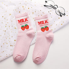 Load image into Gallery viewer, Cute Cartoon Fruit Print Avocado Banana Cherry Peach Girls Kawaii Socks meias Korean Harajuku Embroidery Pile Heap Funny Socks