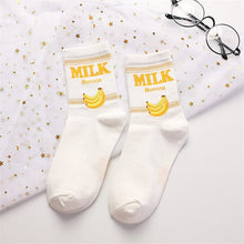 Load image into Gallery viewer, Cute Cartoon Fruit Print Avocado Banana Cherry Peach Girls Kawaii Socks meias Korean Harajuku Embroidery Pile Heap Funny Socks