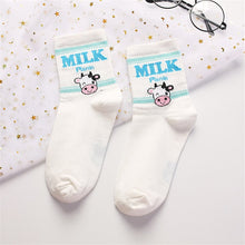 Load image into Gallery viewer, Cute Cartoon Fruit Print Avocado Banana Cherry Peach Girls Kawaii Socks meias Korean Harajuku Embroidery Pile Heap Funny Socks