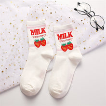 Load image into Gallery viewer, Cute Cartoon Fruit Print Avocado Banana Cherry Peach Girls Kawaii Socks meias Korean Harajuku Embroidery Pile Heap Funny Socks