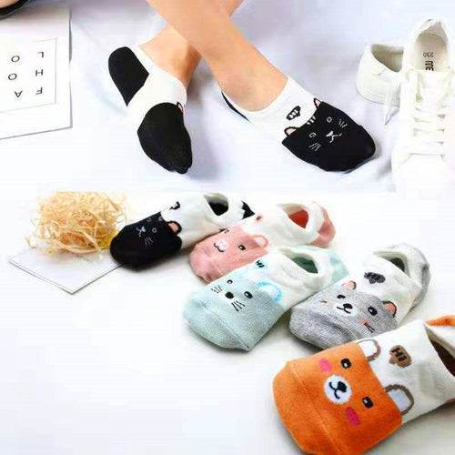 5 Pairs Summer Cartoon Cotton Thin Women Creative Casual Cotton Funny Animals Happy Sock For Female Cute Kawayi Girls Boat Socks