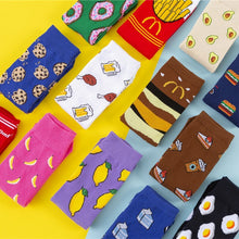 Load image into Gallery viewer, Hot Sales Funny Socks Women Casual Cartoon Fruit Banana Avocado Lemon Egg Cookie Donuts Happy Japanese Harajuku Skateboard Socks