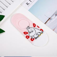 Load image into Gallery viewer, Moomin Valley Cartoon Cute Cosplay ukraine Socks Fashion Classic Funny Medias Cortas De Mujer White Pink Short Cut Socks 1pair