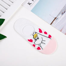 Load image into Gallery viewer, Moomin Valley Cartoon Cute Cosplay ukraine Socks Fashion Classic Funny Medias Cortas De Mujer White Pink Short Cut Socks 1pair