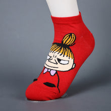Load image into Gallery viewer, Moomin Valley Cartoon Cute Cosplay ukraine Socks Fashion Classic Funny Medias Cortas De Mujer White Pink Short Cut Socks 1pair